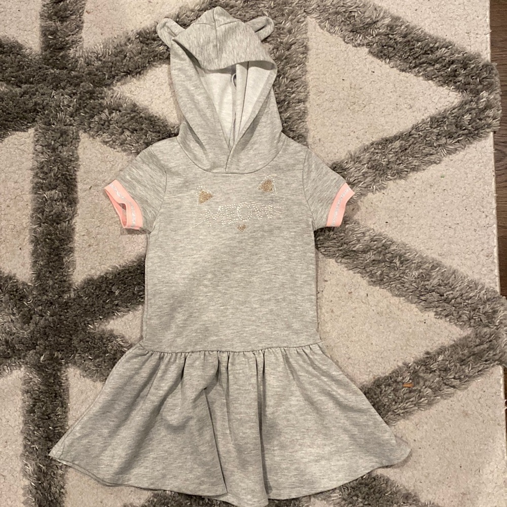 Zunie Grey Knit “Meow” Hoodie Dress. Size 5